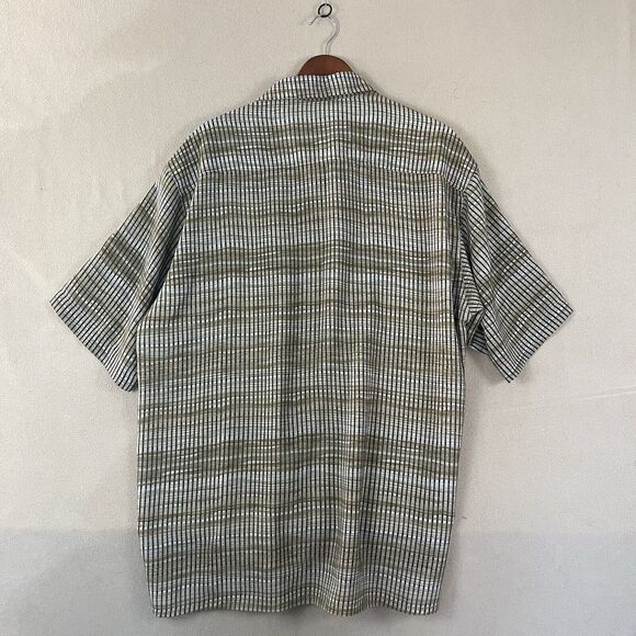 Bassiri UOMO USA Mens Brown XL Striped Abstract Geometric Print Button up Shirt - Picture 4 of 5